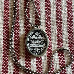 Funny Vintage Inspired 2 Sided Christmas  Necklace